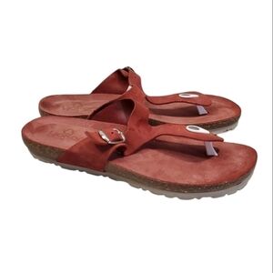 Yokono Womens Comfort Leather Sock Thong Sandals Flats shoes sz 8